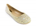 JJF Shoes Larisa Champagne Bling Sparkling Rhinestone Glitter Slip Loafer Ballet Flat Shoes-5.5