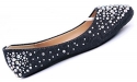 JJF Shoes Larisa Black Bling Sparkling Rhinestone Glitter Slip Loafer Ballet Flat Shoes-5.5