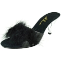 305-SASHA, Color: BLACK, Women's US Size 5 / 3 Heel Maribou Slipper.