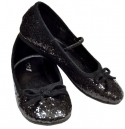 0 Inch Heel Ballet Slipper With Glitter Children's (Black Glitter;X-Small)