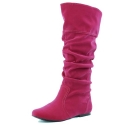 Women's Mid Calf Velvet Knee High Slouch Flat Cowboy Riding Boots Fashion Shoes,Neo-144v2.0 Fuchsia Velvet 5.5