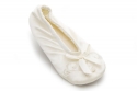 Isotoner Satin Pearl Ballerina Girls Slippers (S (11-12), Ivory)