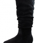 Women's Wild Diva Kalisa-04 Vickie Black Round Toe Mid High Boots Shoes, Black, 5.5