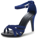 Ollio Women's Shoe High heel Glitter Ankle Strap Sandal (5.5 B(M) US, Navy)